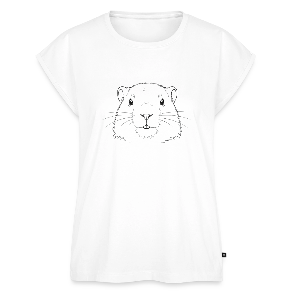 Fineline - Frauen T-Shirt mit gerollten Ärmeln - Weiß