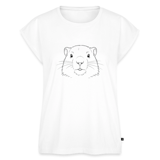 Fineline - Frauen T-Shirt mit gerollten Ärmeln - Weiß