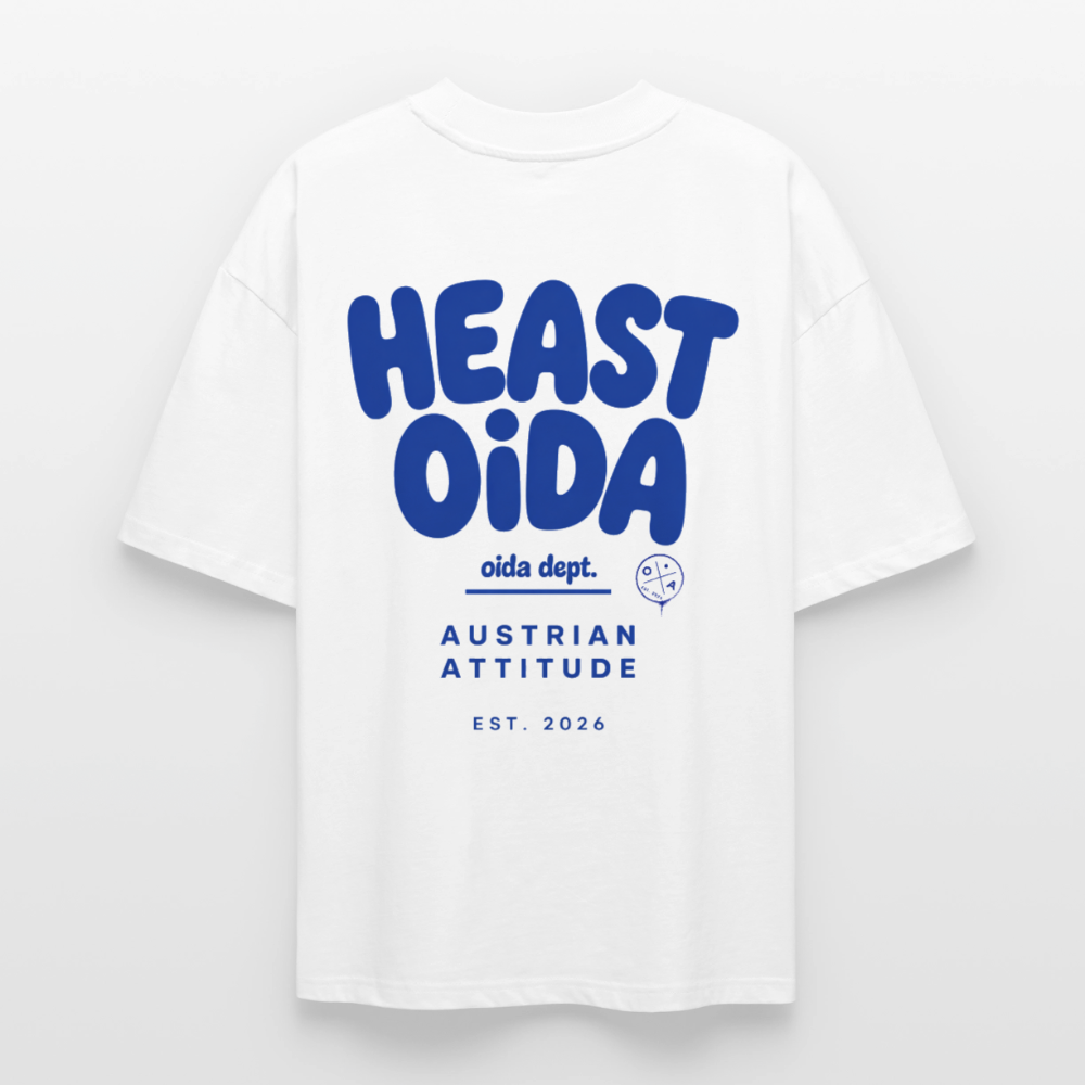 HEAST OIDA - OVERSIZED MEN's BIO TEE - Weiß
