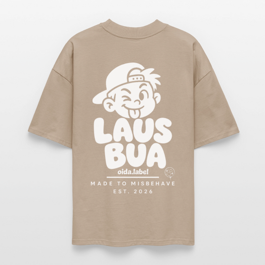 LAUSBUA - OVERSIZED MEN's BIO TEE - Steingrau
