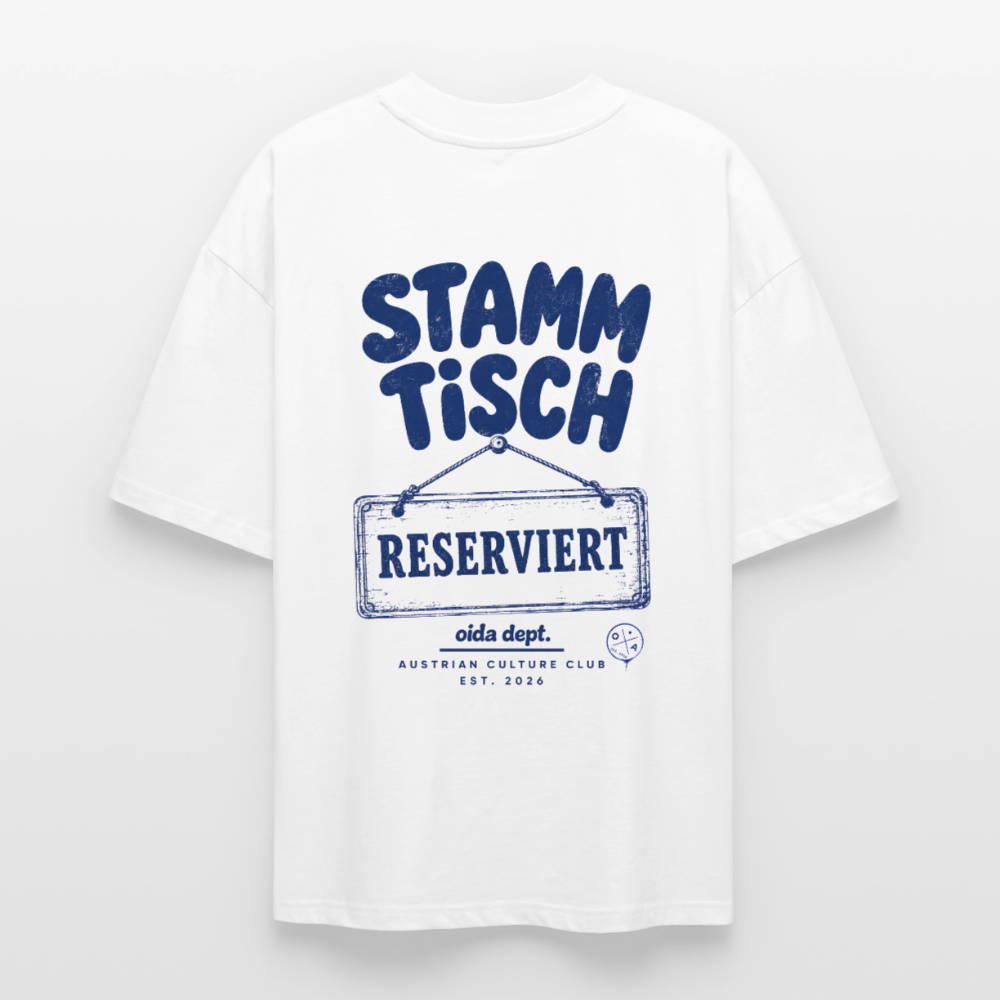 Stammtisch -  Oversized Männer Bio Tee - Weiß