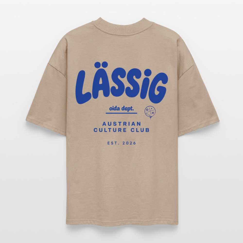 LÄSSIG - OVERSIZED MEN's BIO TEE - Steingrau