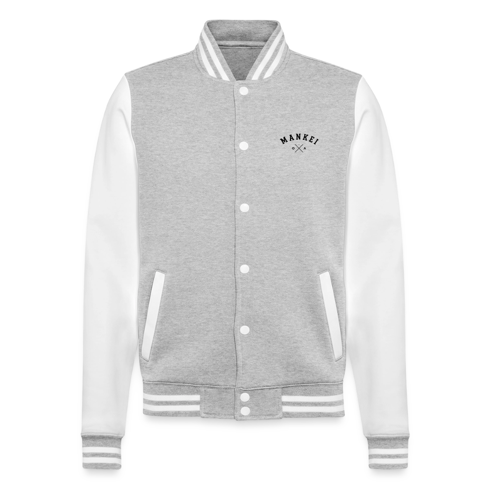 Mankei Classic - College-Sweatjacke - Grau meliert/Weiß