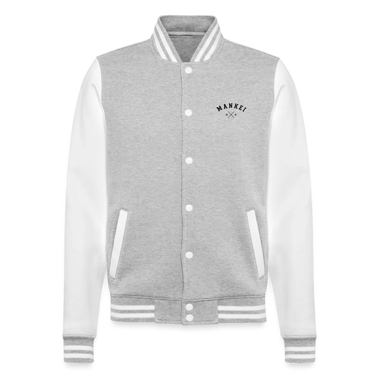 Mankei Classic - College-Sweatjacke - Grau meliert/Weiß