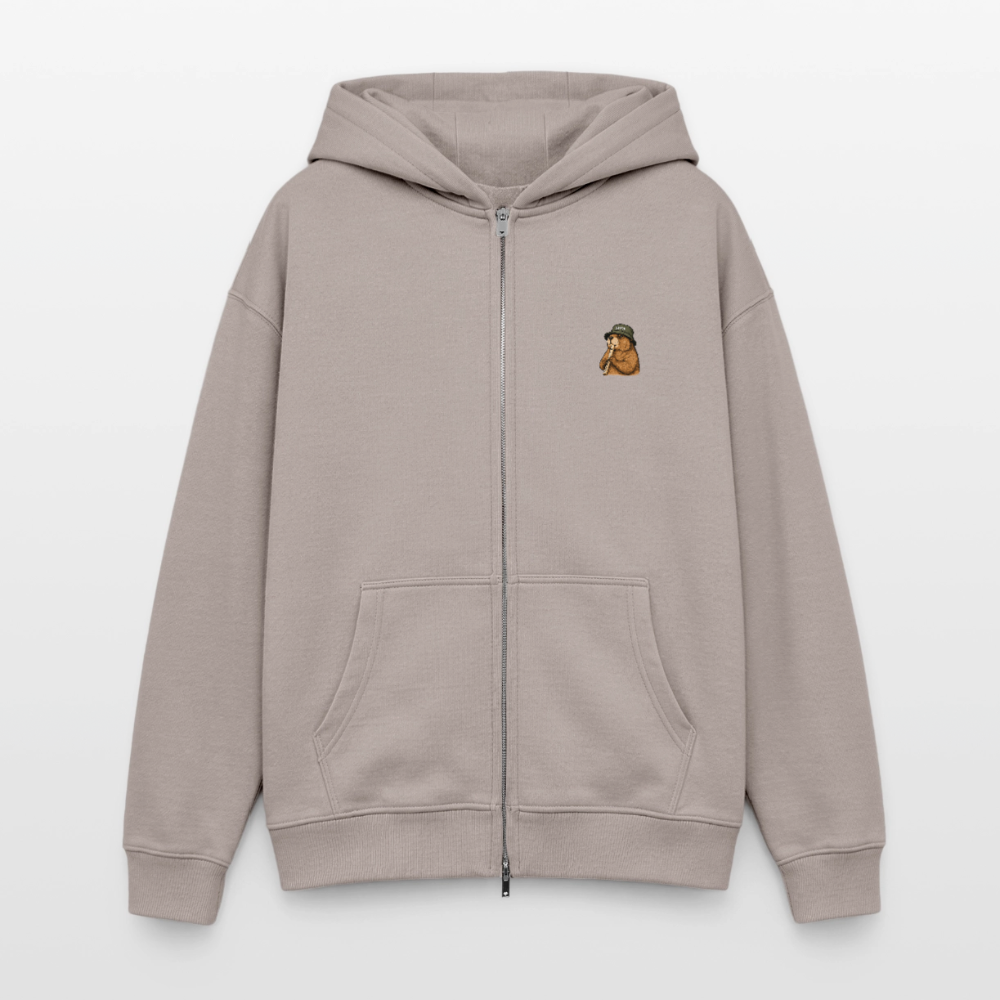 STB x Mankei - Oversized Unisex Zip Hoodie - Taupe
