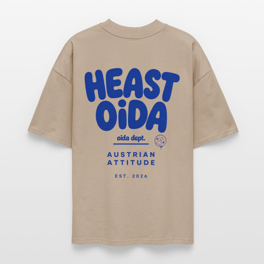 HEAST OIDA - OVERSIZED MEN's BIO TEE - Steingrau