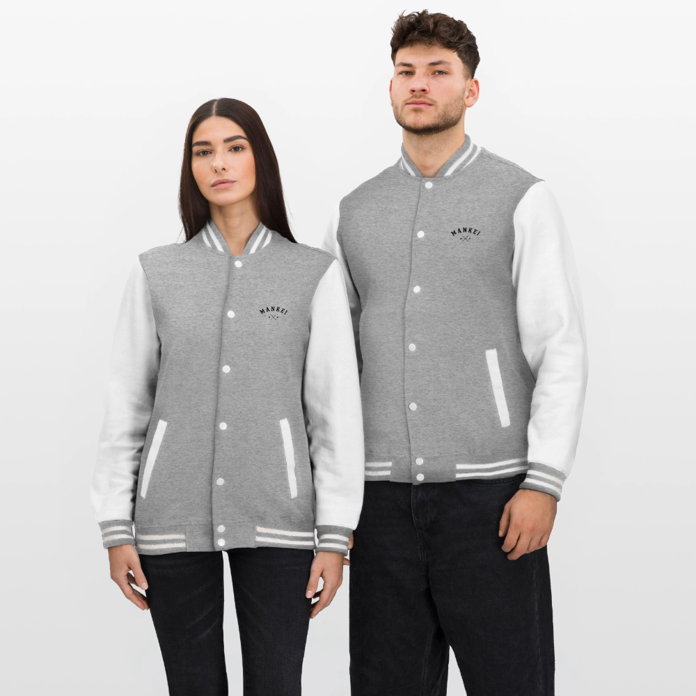 Mankei Classic - College-Sweatjacke - Grau meliert/Weiß