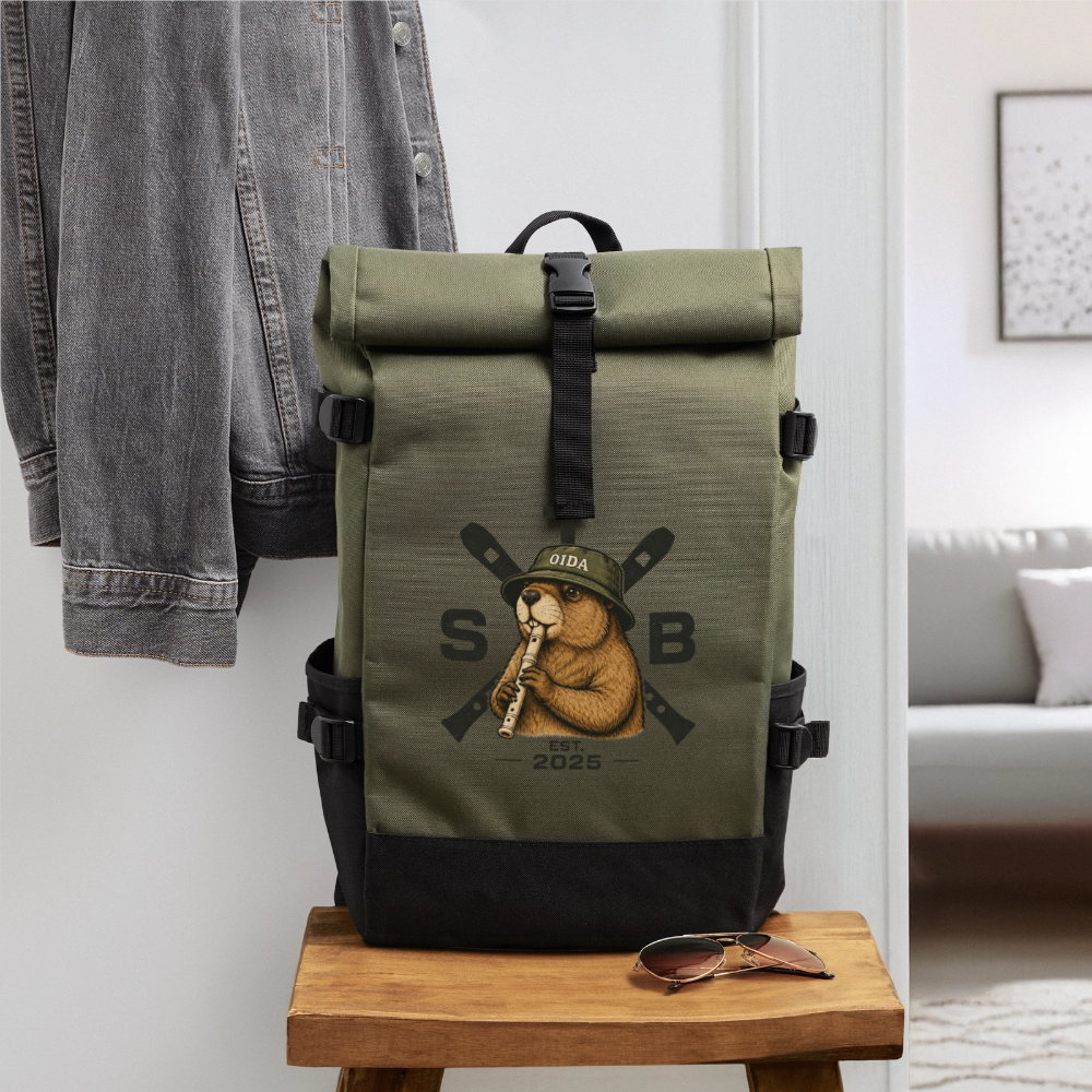 STB x Mankei - Rolltop Rucksack - Olive/Schwarz