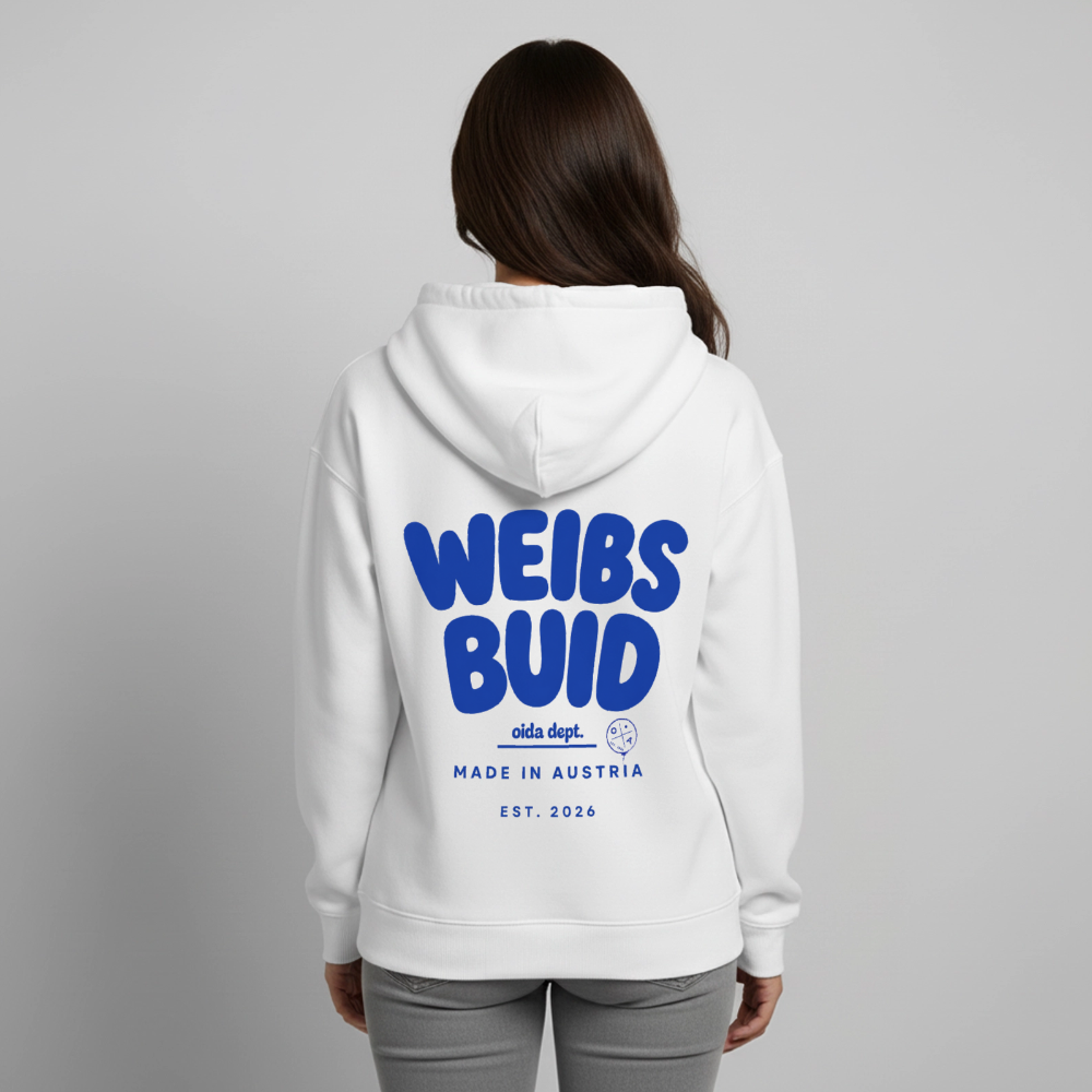 Weibsbuid - Oversized Frauen Hoodie - Weiß