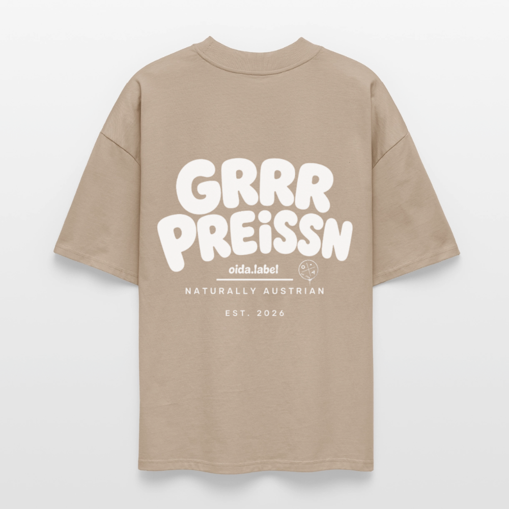 Preisen - Oversized Männer Bio Tee - Steingrau