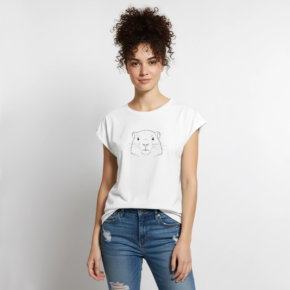 Fineline - Frauen T-Shirt mit gerollten Ärmeln - Weiß