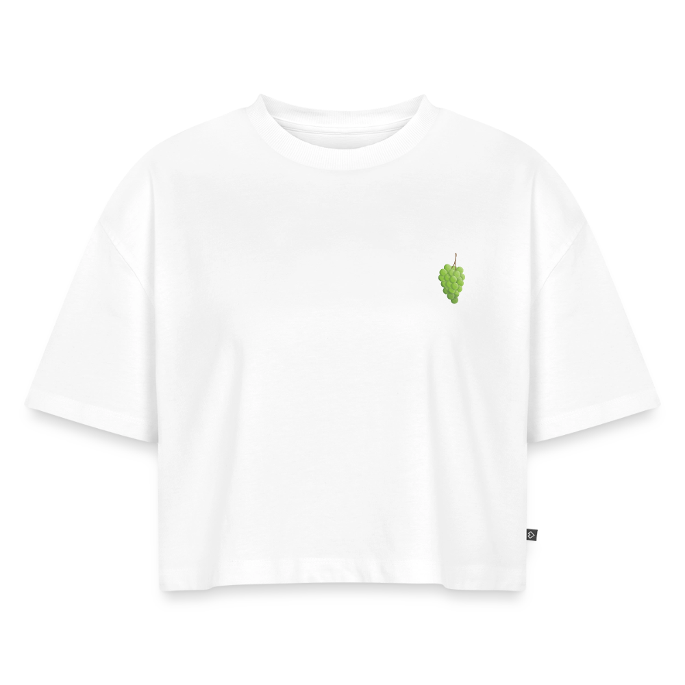 Weintrauben - Frauen Oversized Bio Cropped Shirt - Weiß