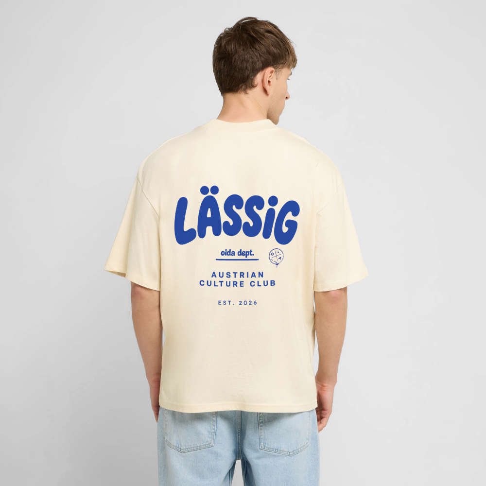 LÄSSIG - OVERSIZED MEN's BIO TEE - Natur