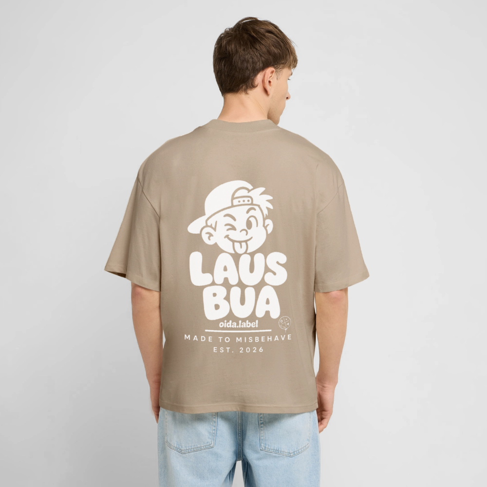 LAUSBUA - OVERSIZED MEN's BIO TEE - Steingrau
