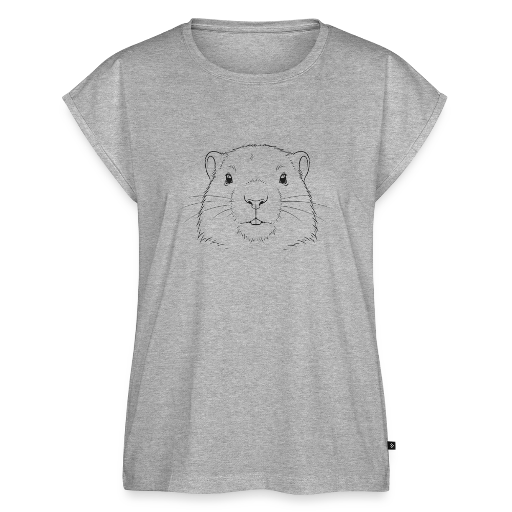 Fineline - Frauen T-Shirt mit gerollten Ärmeln - Grau meliert