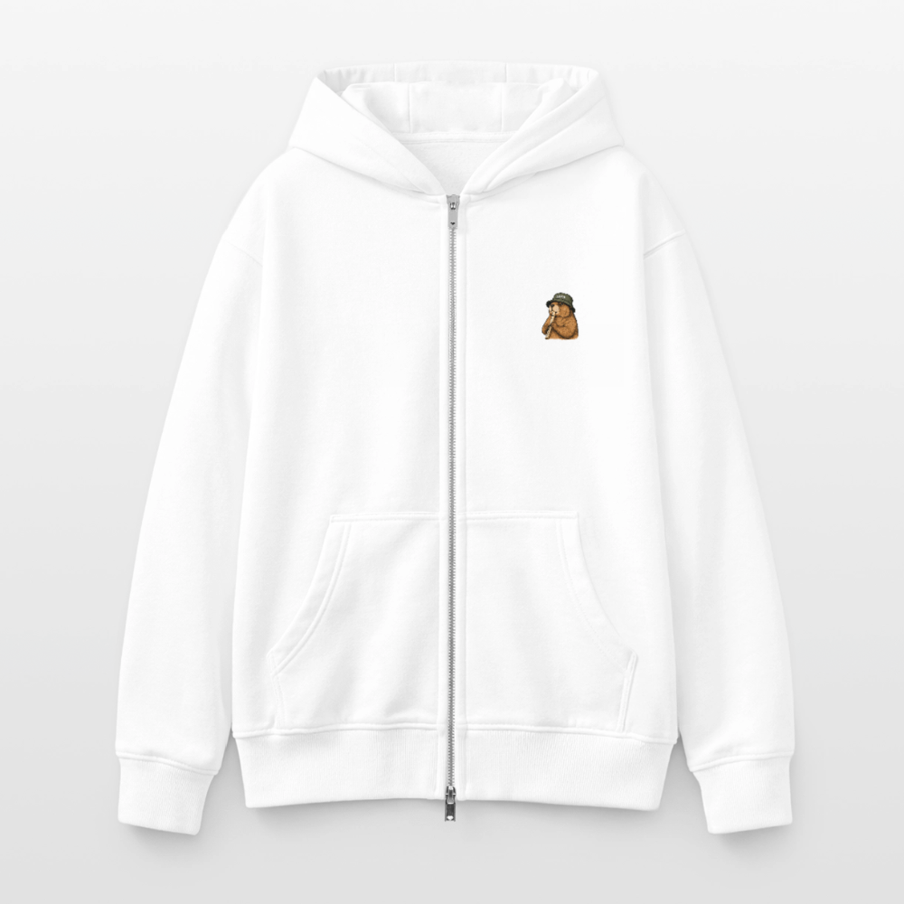 STB x Mankei - Oversized Unisex Zip Hoodie - Weiß