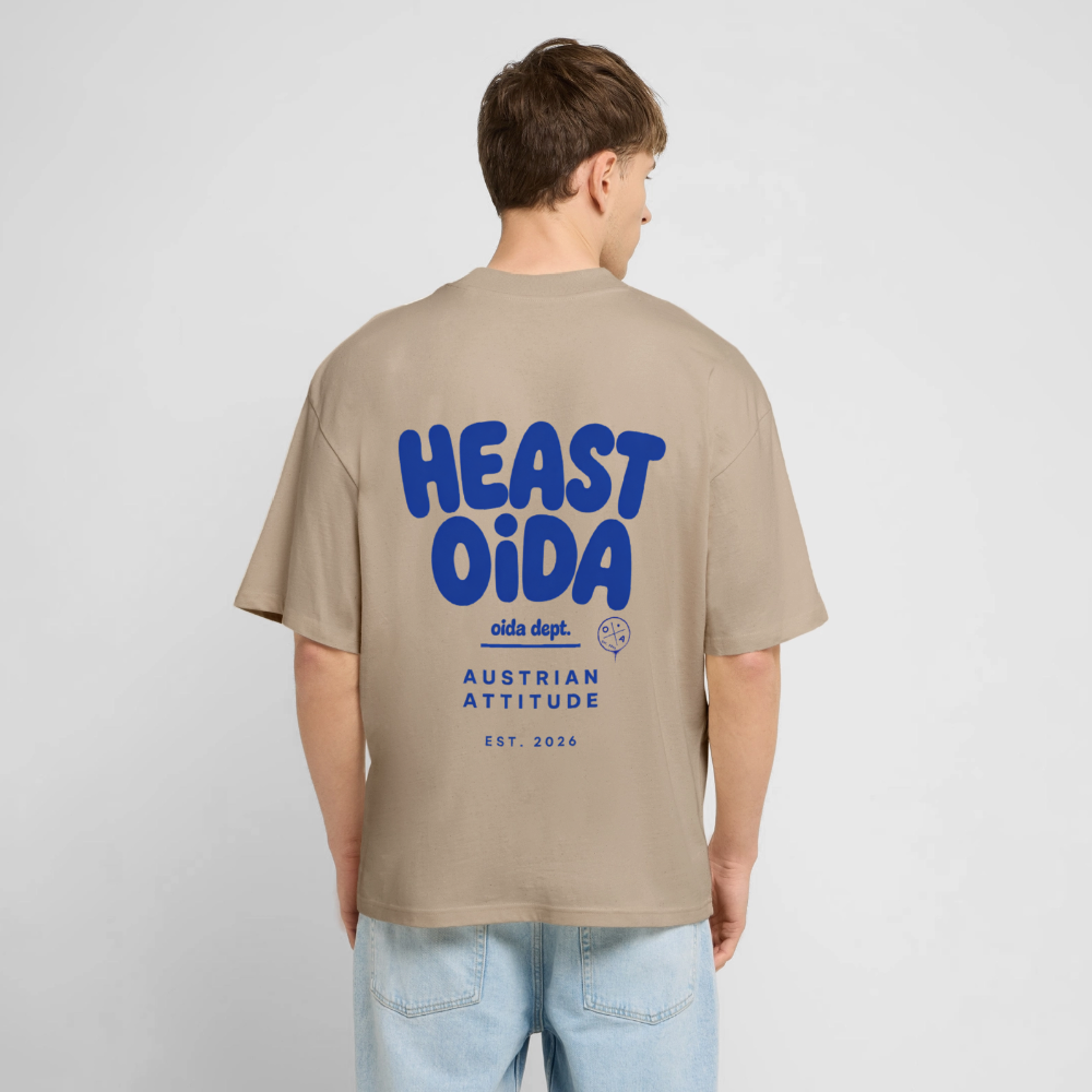 HEAST OIDA - OVERSIZED MEN's BIO TEE - Steingrau