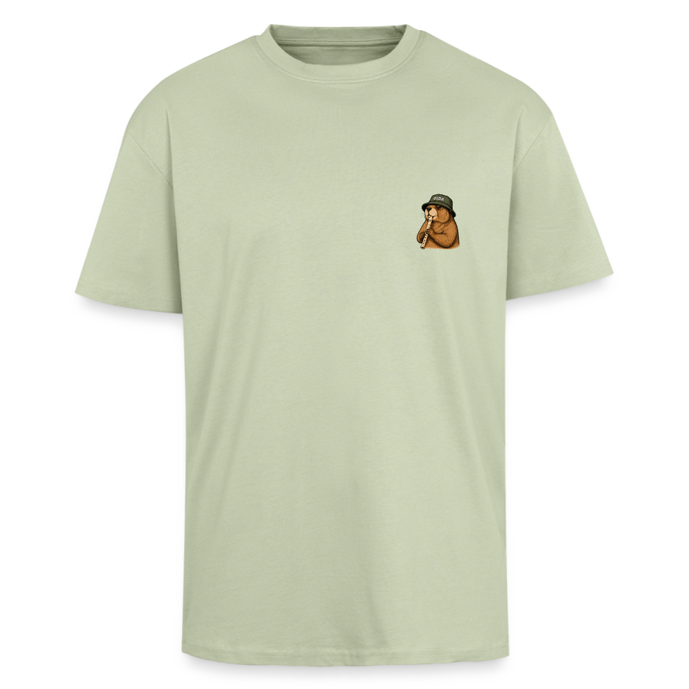 STB x Mankei Backprint - Oversized Unisex T-Shirt - Leichtes Salbeigrün 
