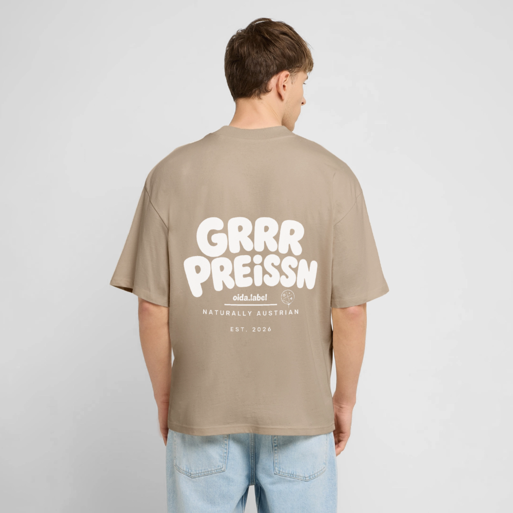 Preisen - Oversized Männer Bio Tee - Steingrau