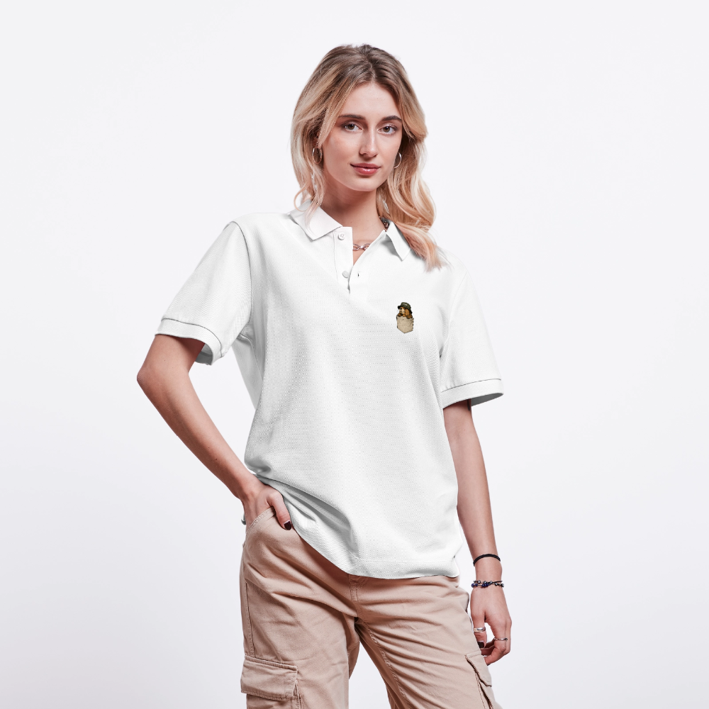 Brusttasche - Damen Bio-Poloshirt - Weiß
