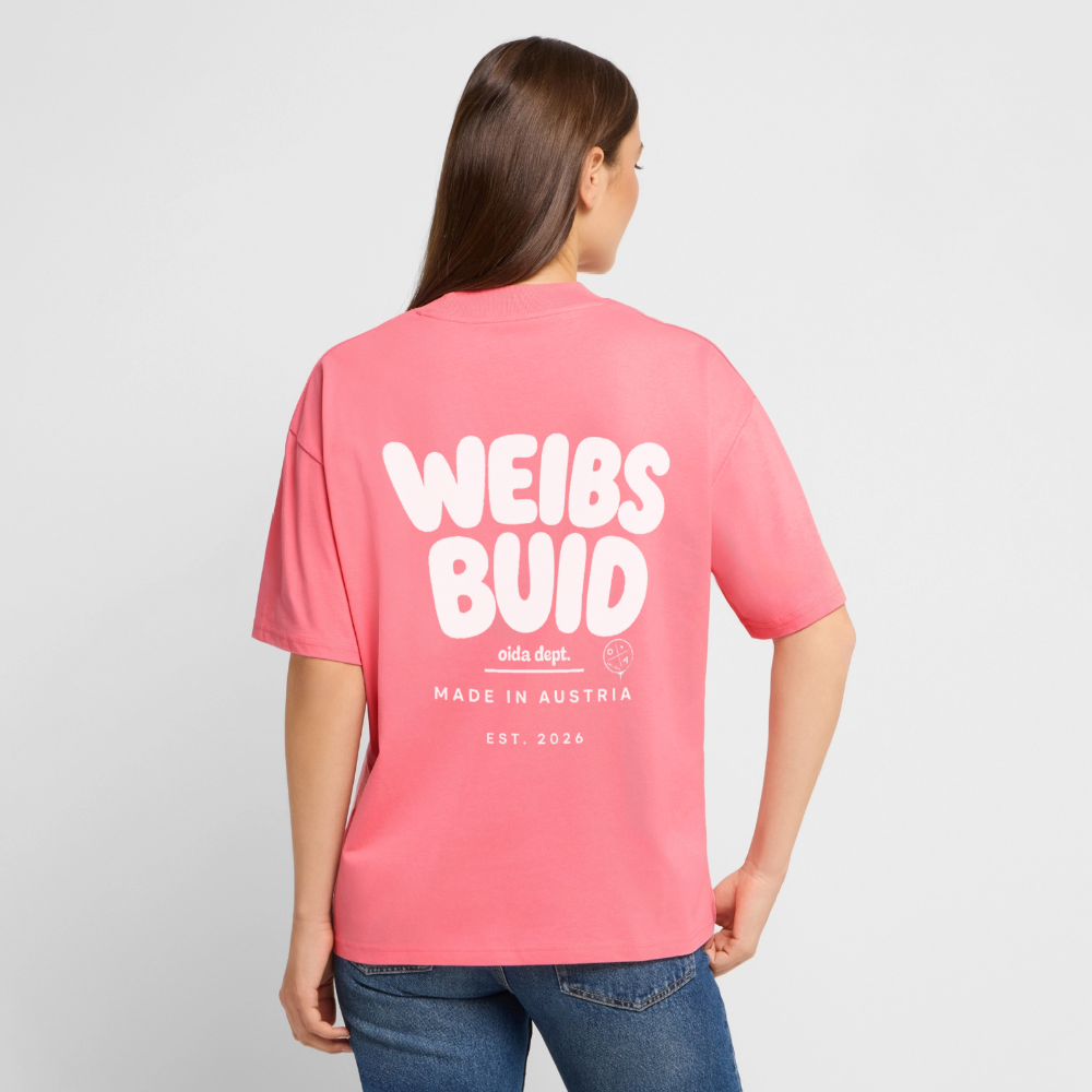 Weibsbuid -  Oversized Frauen Bio T-Shirt - Pink 