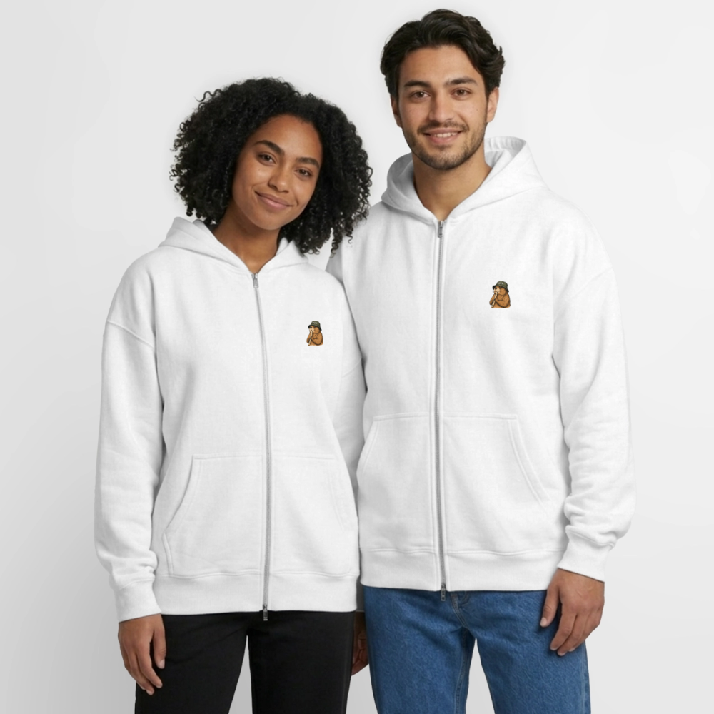 STB x Mankei - Oversized Unisex Zip Hoodie - Weiß