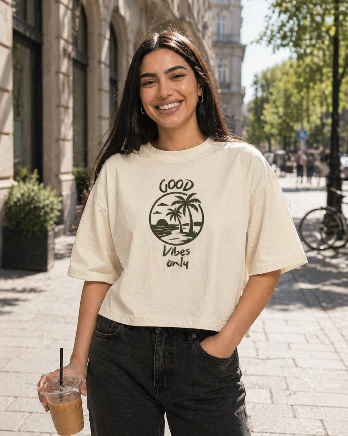 Good Vibes only - Boxy 1/2 Sleeved T-Shirt